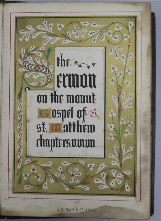 Bible in English - The Sermon on the Mount, illuminated by Owen Jones, 8vo, original blind stamped morocco,